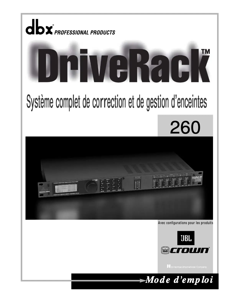Page 1 de la notice Manuel utilisateur DBX DriveRack 260