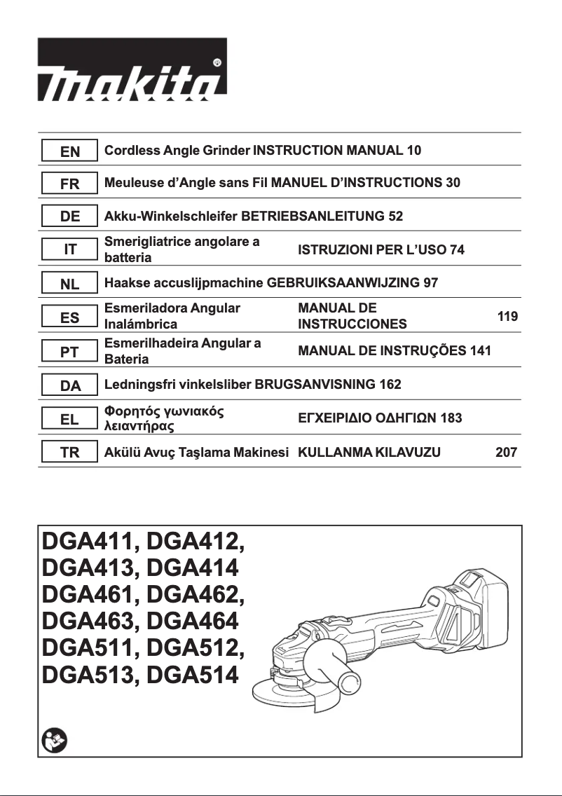 Page 1 de la notice Manuel utilisateur Makita DGA513ZJ