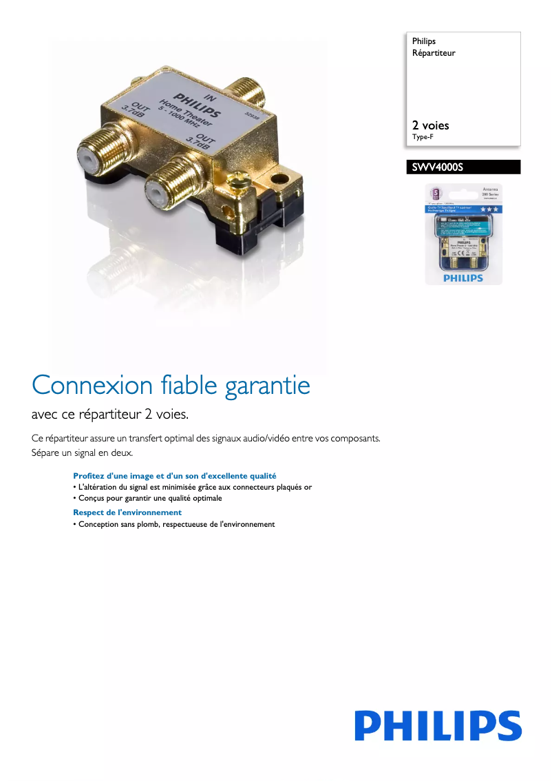 Página 1 del manual Ficha técnica Philips SWV4000S