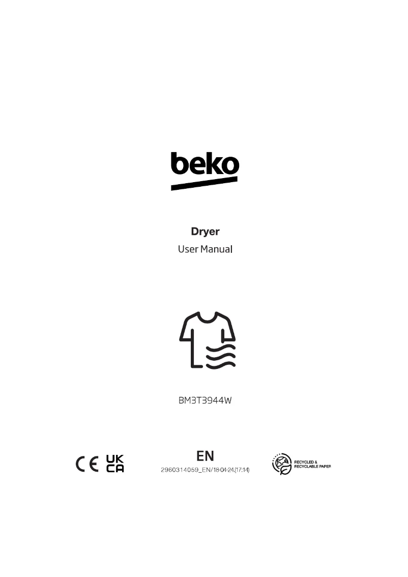 Page 1 de la notice Manuel utilisateur Beko BM3T3944W