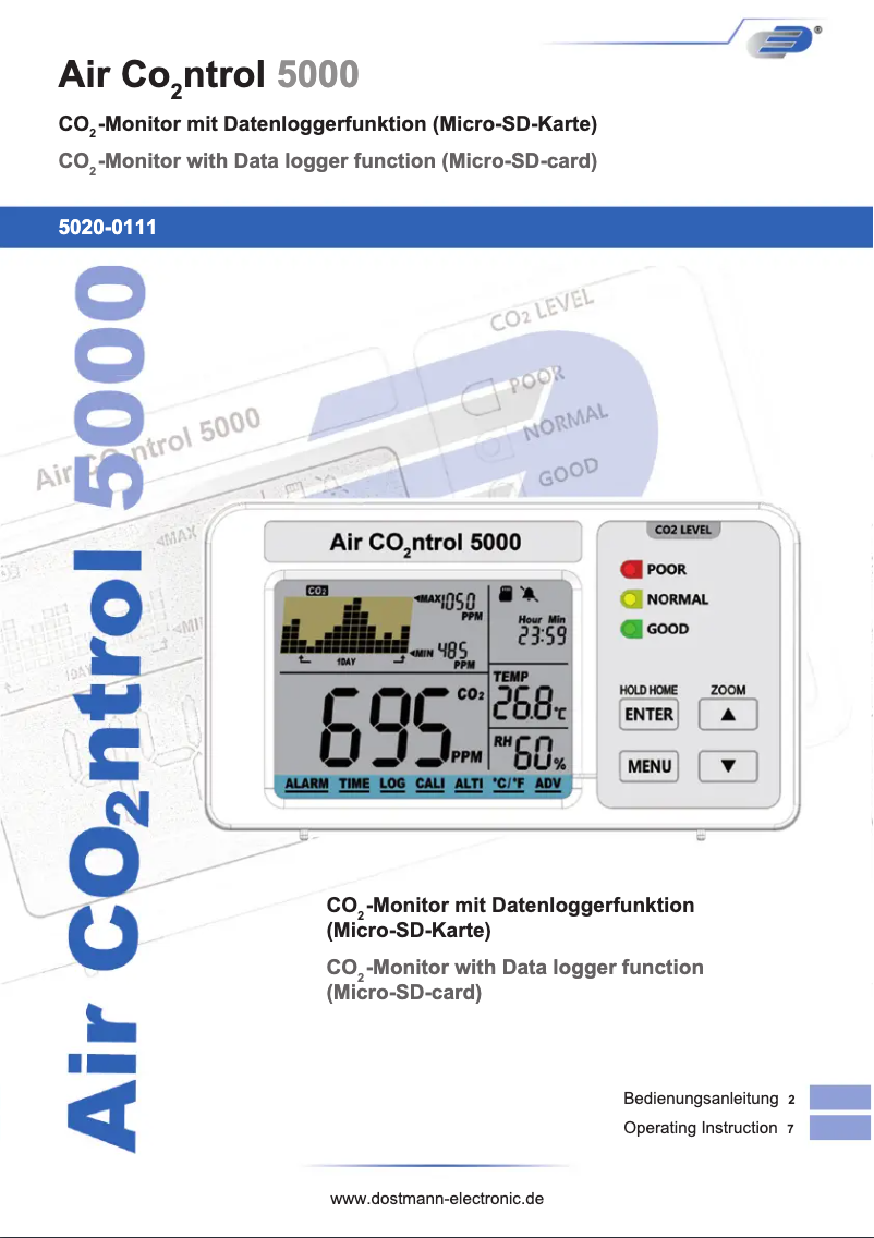 Page 1 de la notice Manuel utilisateur TFA AirCO2ntrol 31.5008.02