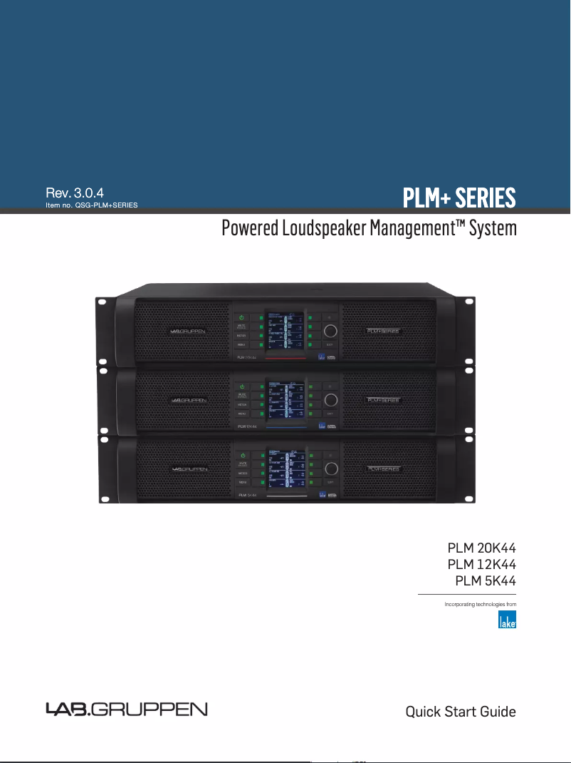 Page n°1 - Guide de démarrage rapide Lab Gruppen PLM 20K44 SP