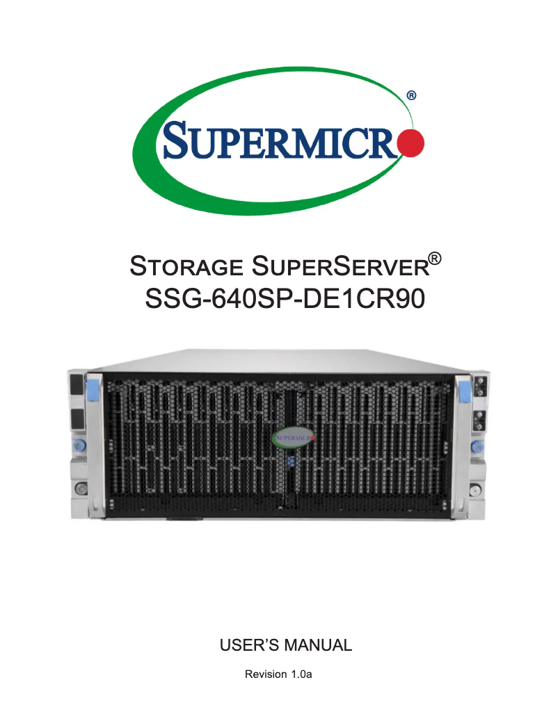 Page 1 de la notice Manuel utilisateur Supermicro SuperServer SSG-640SP-DE1CR90