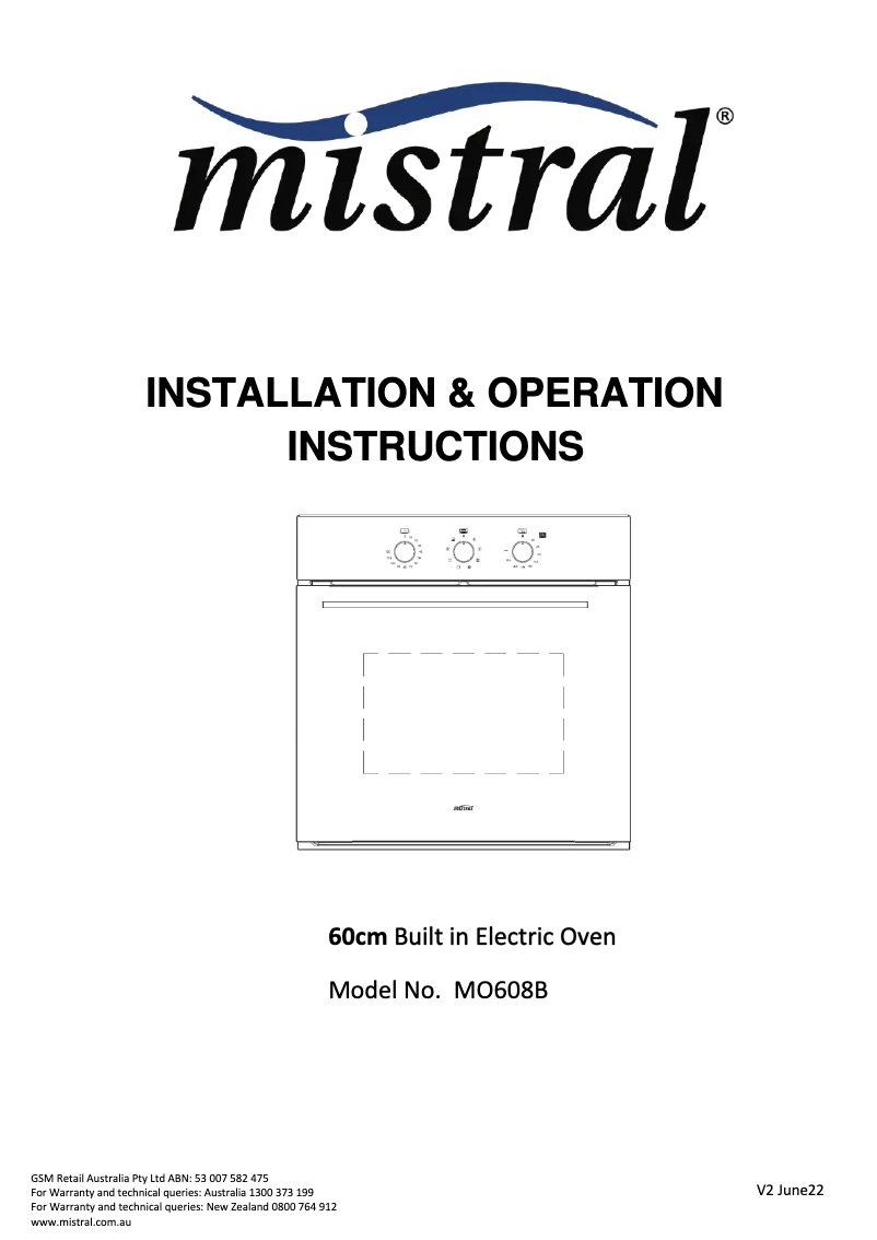 Página 1 del manual Manual de usuario Mistral MO608B