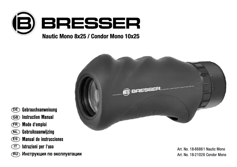 Page n°1 - Manuel utilisateur Bresser Condor 10x25 Mono