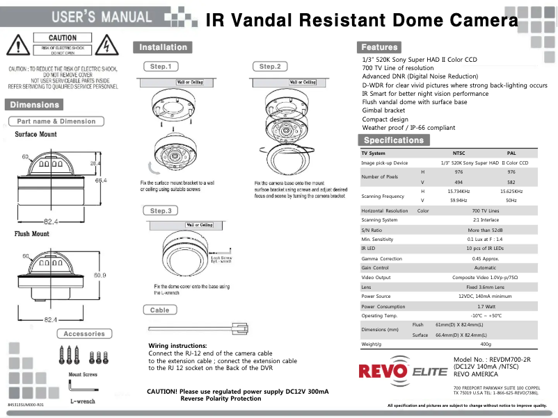 Page n°1 - Manuel utilisateur REVO REVDM700-2RC