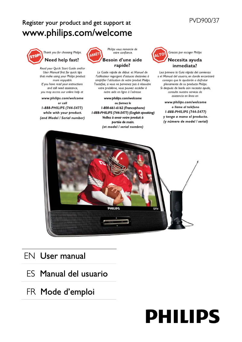 Page 1 de la notice Manuel utilisateur Philips PVD900