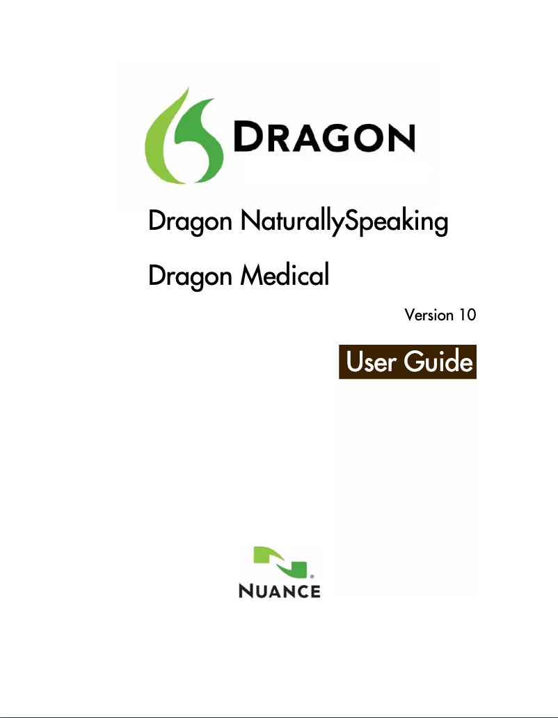 Page 1 de la notice Manuel utilisateur Nuance Dragon Naturally Speaking Home 12.0
