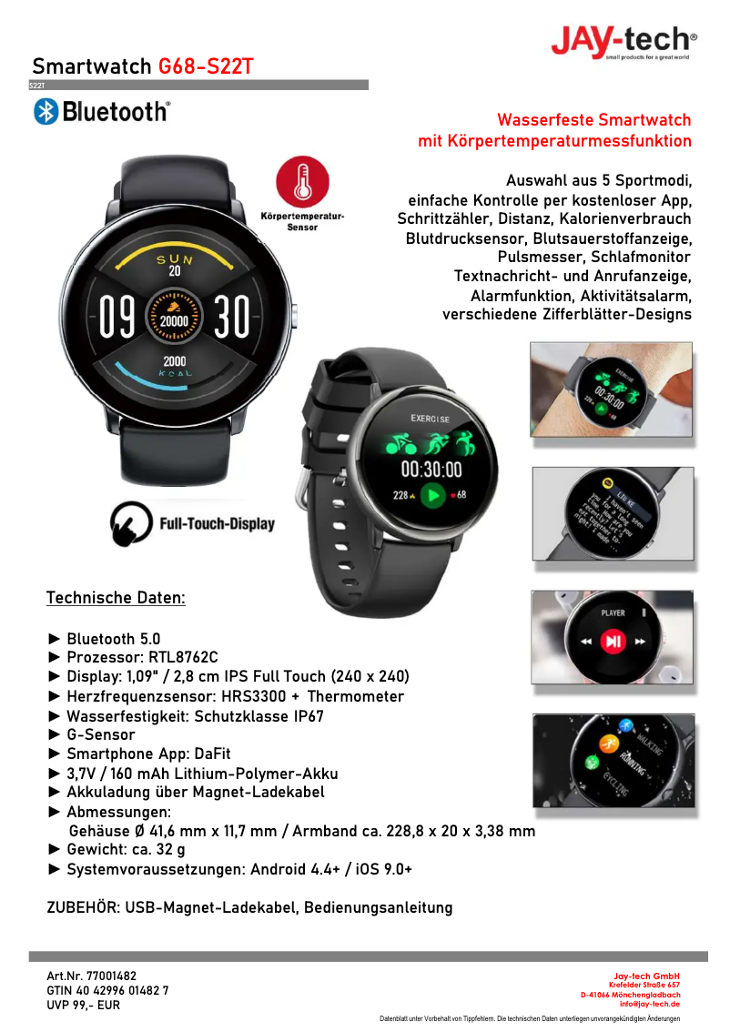 Page 1 de la notice Manuel utilisateur Jay-Tech G68-S22T