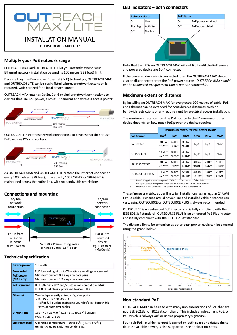 Page n°1 - Manuel utilisateur Veracity Outreach Lite