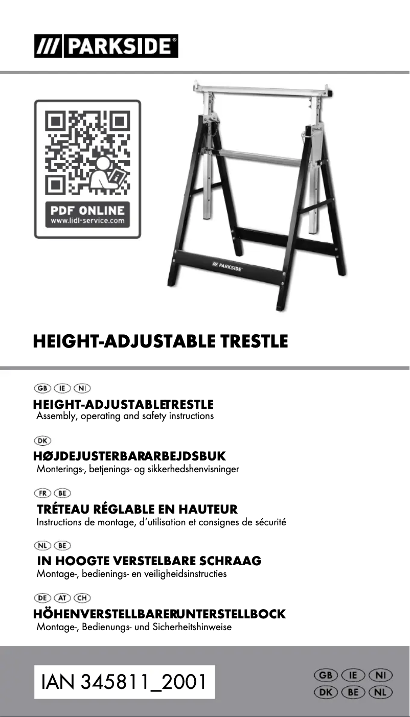 Page 1 de la notice Manuel utilisateur Parkside IAN 345811