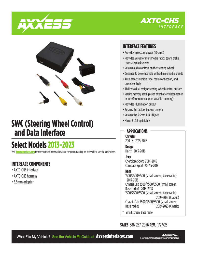 Page 1 de la notice Fiche technique AXESS AXTC-CH5