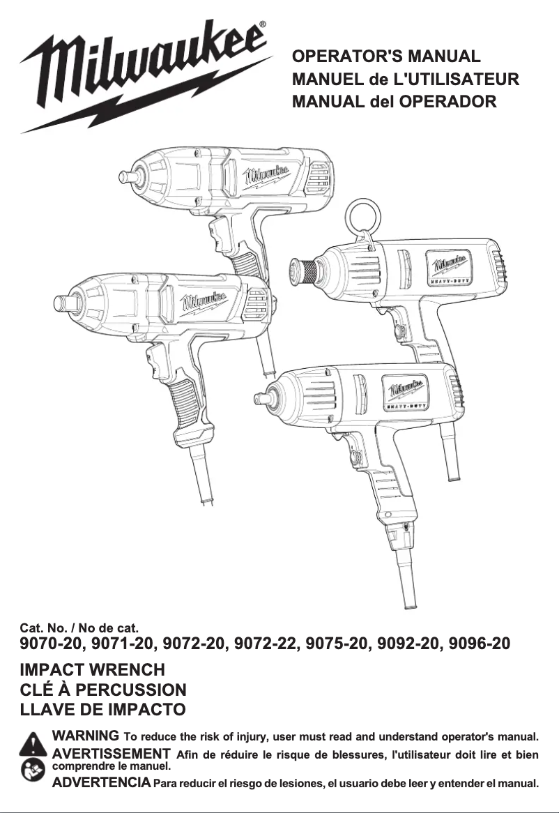 Page n°1 - Manuel utilisateur Milwaukee 9075-20