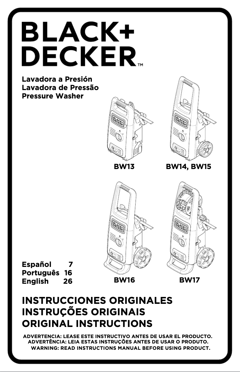 Page 1 of the manual User Manual Black & Decker BW14
