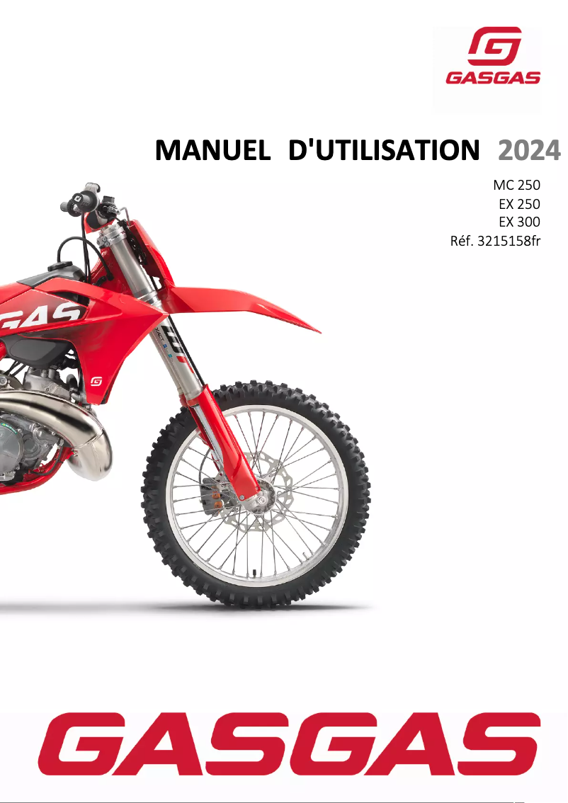 Page 1 de la notice Manuel utilisateur GasGas EX 300 (2024)