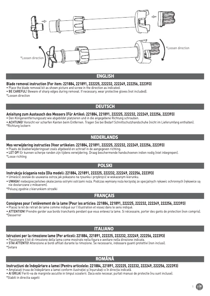 Page 1 de la notice Manuel utilisateur Hendi 222225
