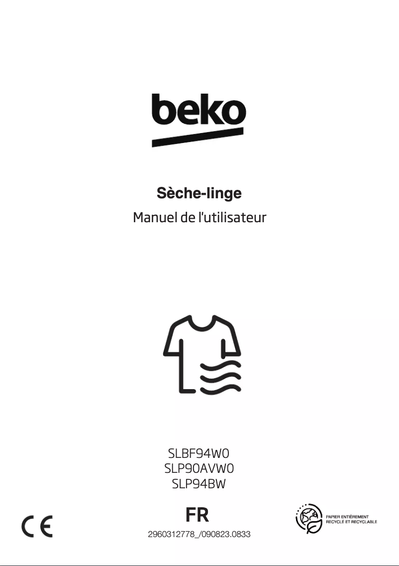 Page 1 de la notice Manuel utilisateur Beko SLP94BW