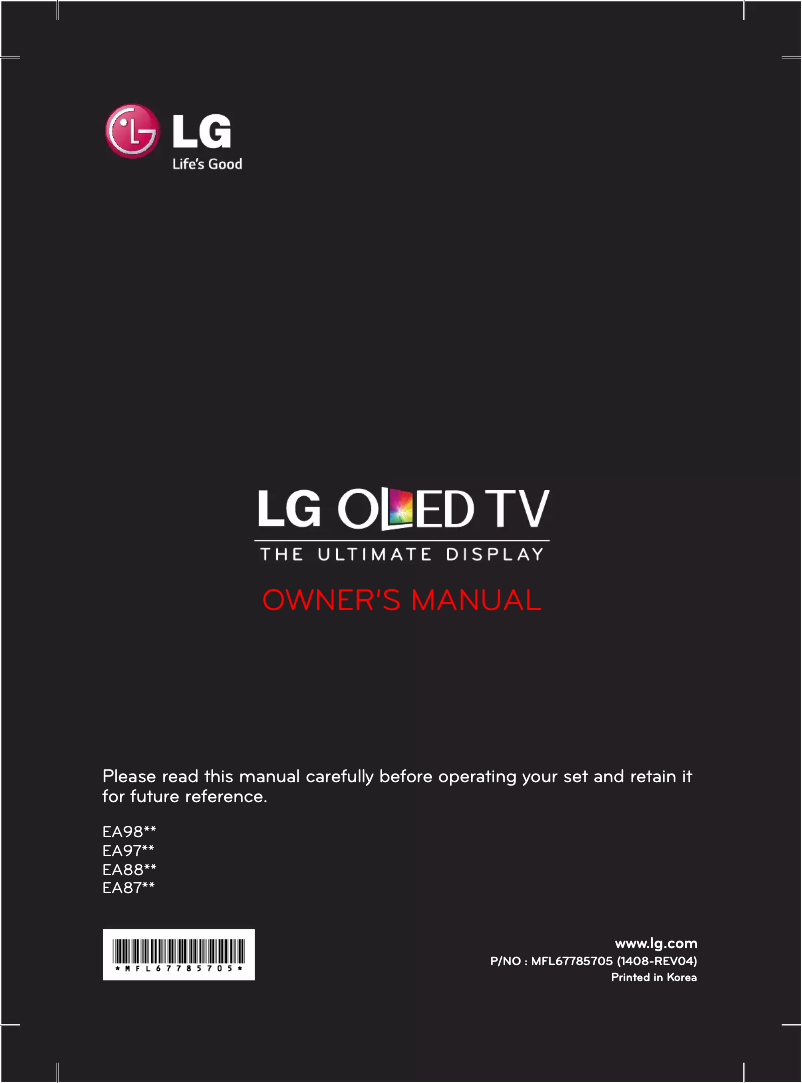 Page n°1 - Manuel utilisateur LG 55EA870V