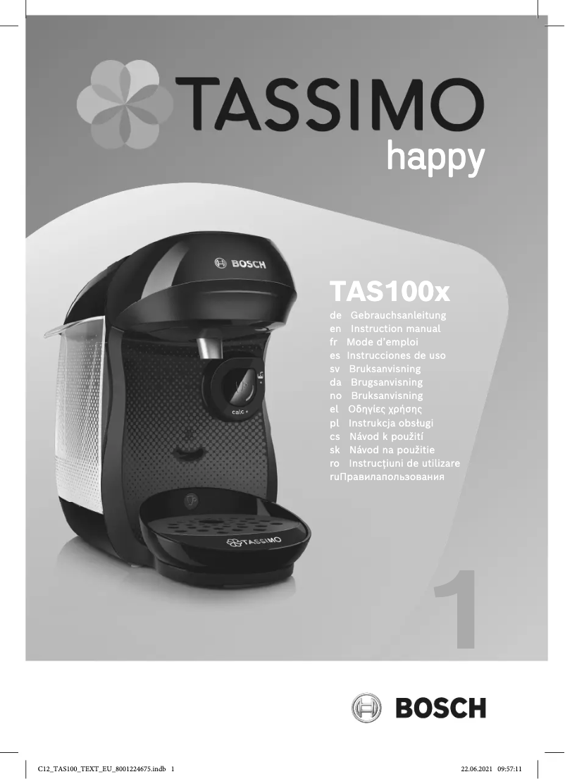Page n°1 - Manuel utilisateur Bosch Tassimo Happy TAS1009