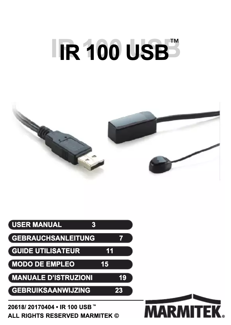 Page 1 de la notice Manuel utilisateur Marmitek IR 100 USB