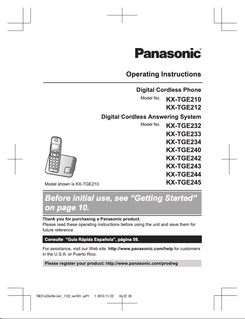 Página 1 del manual Manual de usuario Panasonic KX-TGE232