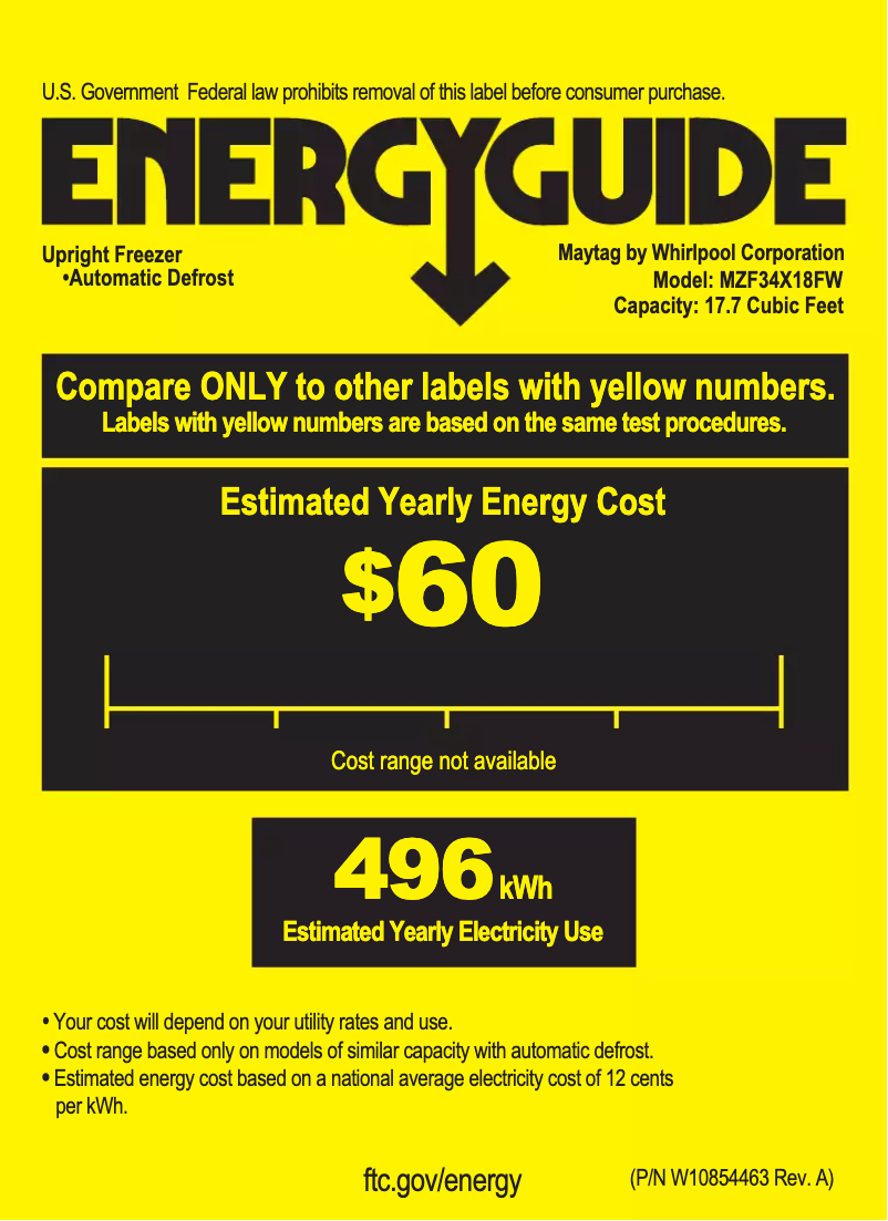 Page 1 de la notice Label énergétique Maytag MZF34X18F