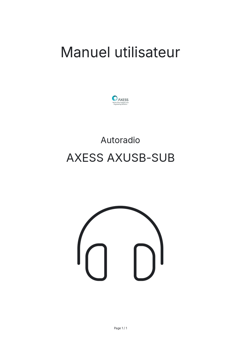 Image de la première page du manuel de l'appareil AXUSB-SUB