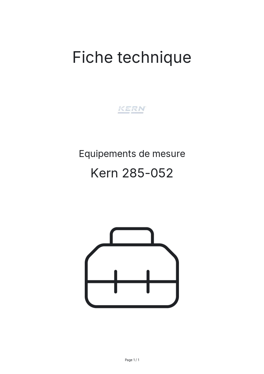 Page n°1 - Fiche technique Kern 285-052