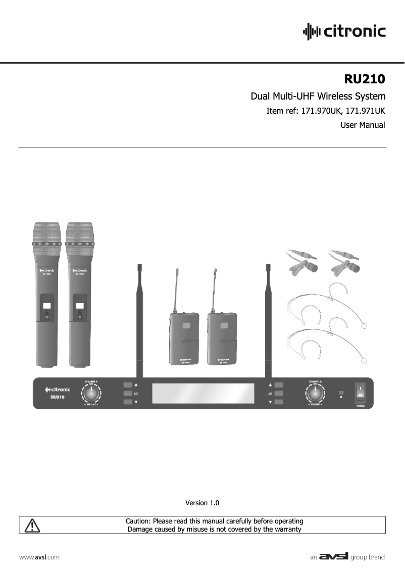 Page n°1 - Manuel utilisateur Citronic RU210