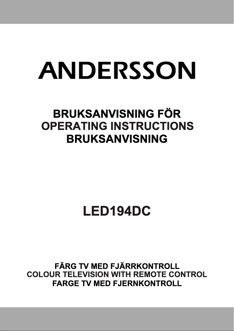 Page n°1 - Manuel utilisateur Andersson LED194DC
