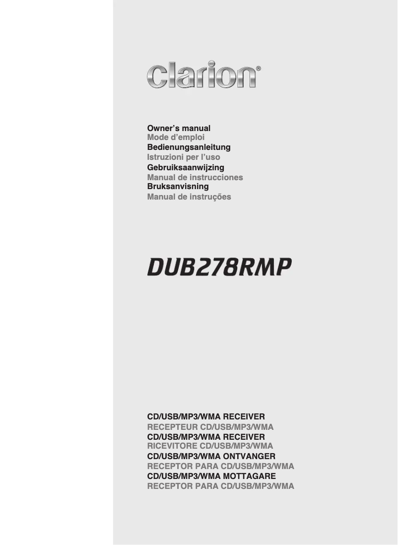 Page n°1 - Manuel utilisateur Clarion DUB278RMP