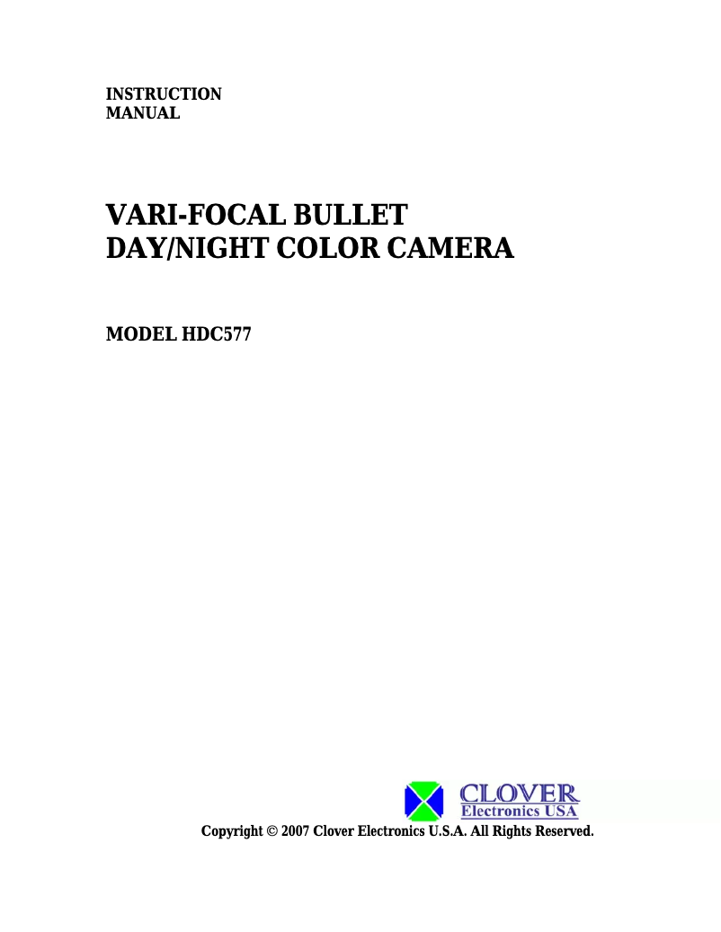 Page 1 de la notice Manuel utilisateur Clover Electronics HDC577