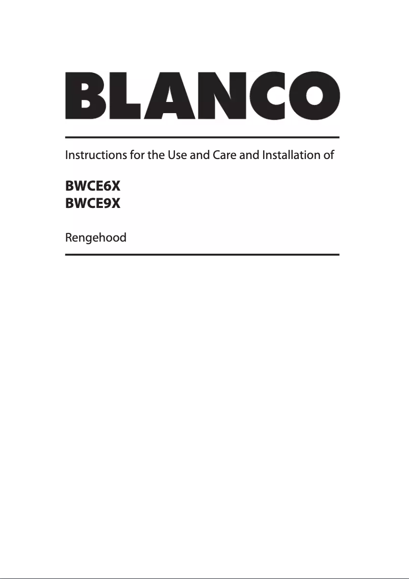 Page n°1 - Mode d'emploi BLANCO BWCE9X
