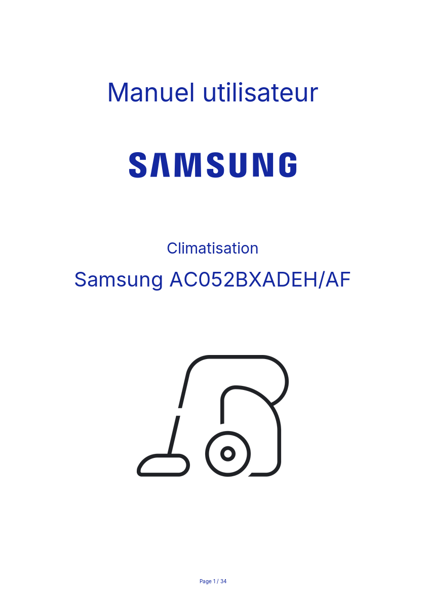 Page n°1 - Manuel utilisateur Samsung AC052BXADEH/AF