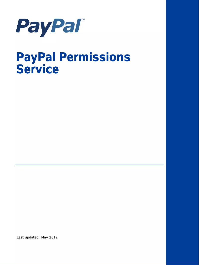 Image de la première page du manuel de l'appareil Permissions Service (2012)