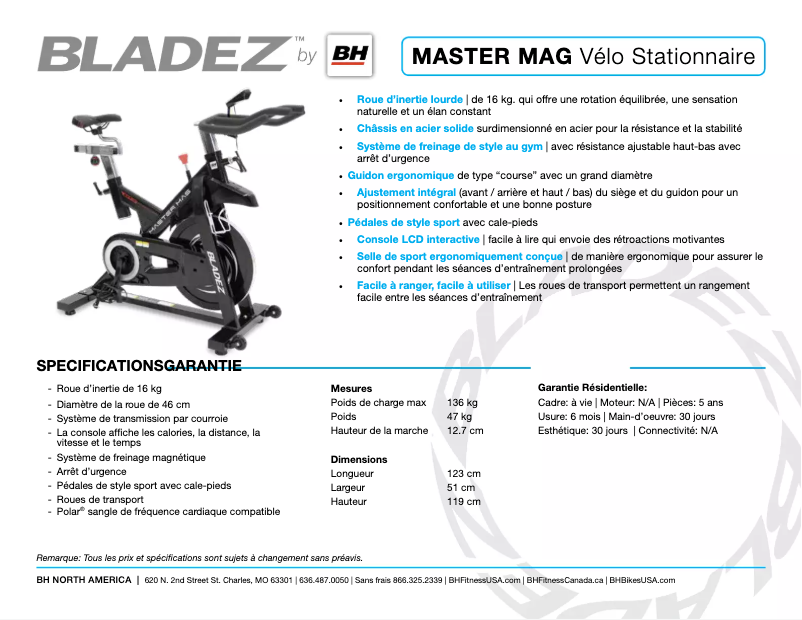 Page n°1 - Fiche technique Bladez Master Mag