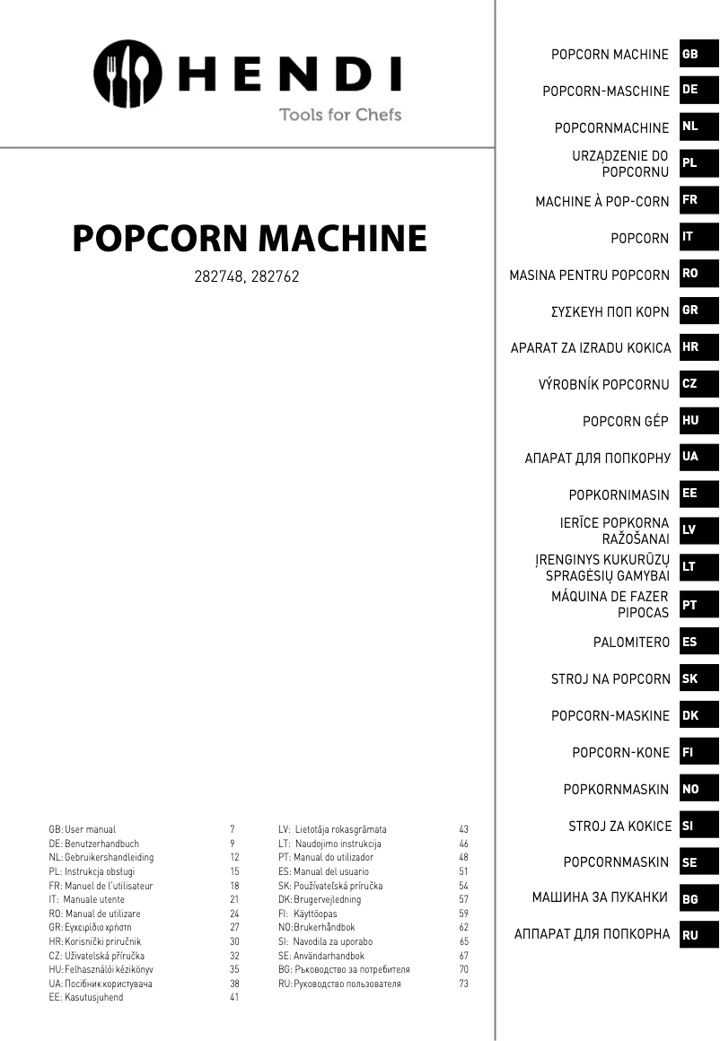 Page 1 de la notice Manuel utilisateur Hendi 282762
