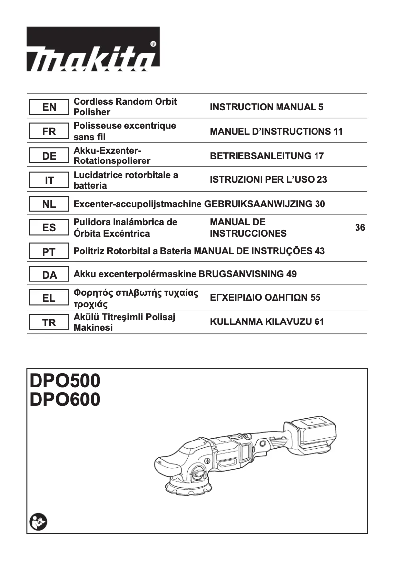 Page n°1 - Manuel utilisateur Makita DPO600RTE