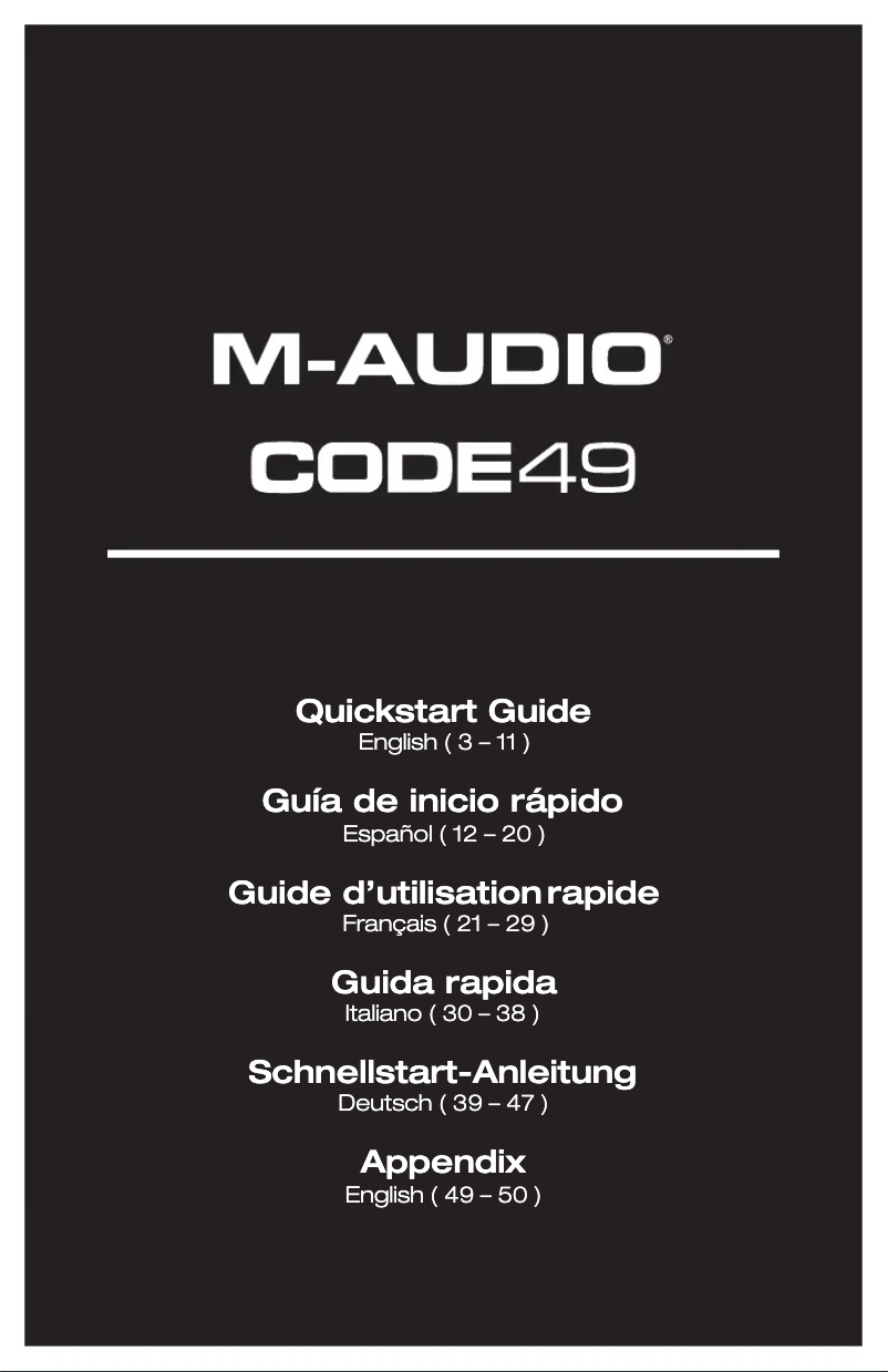 Page 1 de la notice Manuel utilisateur M-Audio Code 49