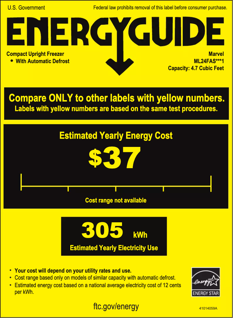 Page 1 de la notice Label énergétique Marvel ML24FAS1LS