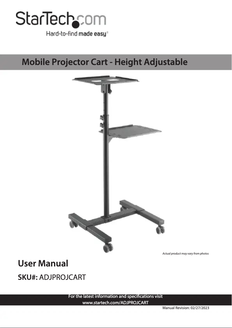 Page 1 de la notice Manuel utilisateur StarTech.com ADJPROJCART