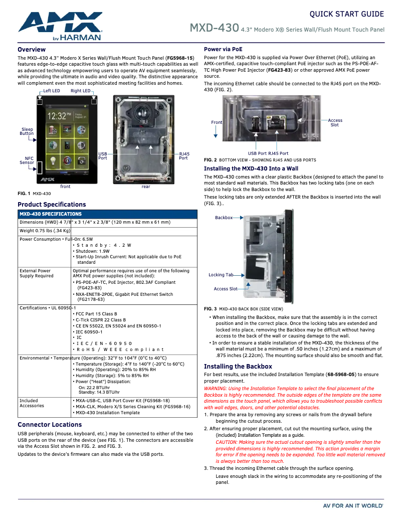 Page n°1 - Manuel utilisateur AMX MXD-430