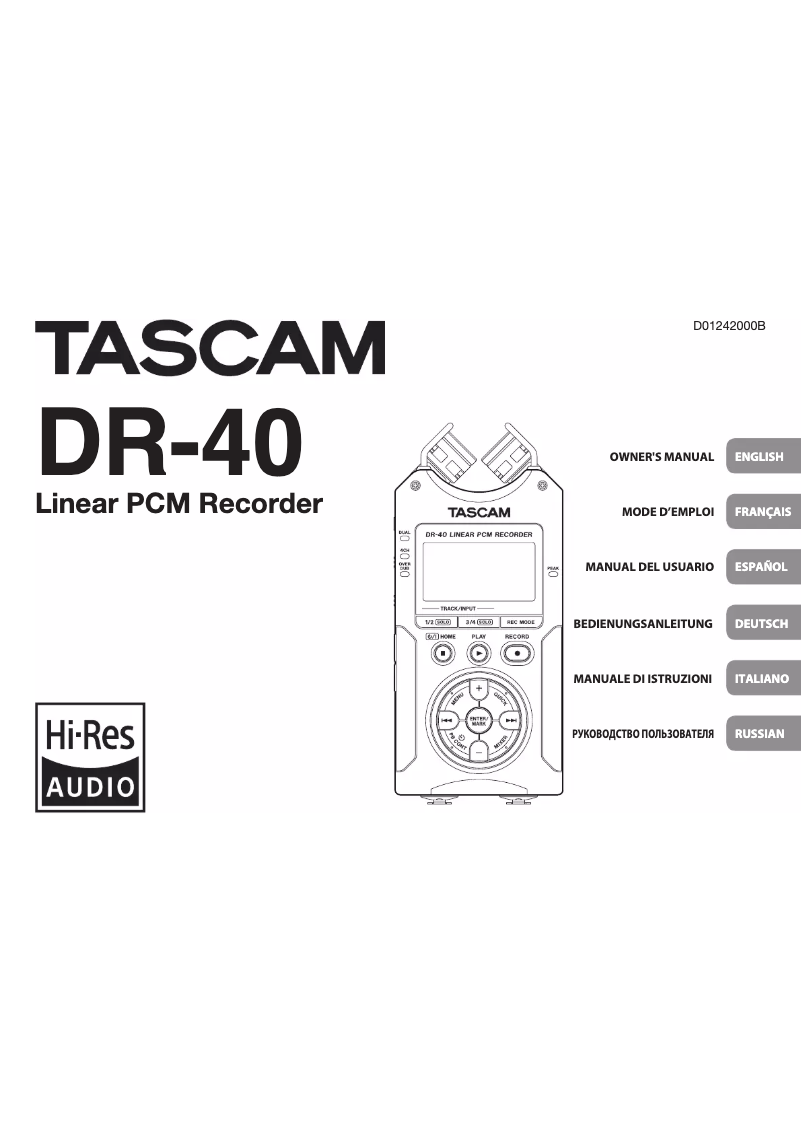 Page 1 de la notice Manuel utilisateur Tascam DR-40