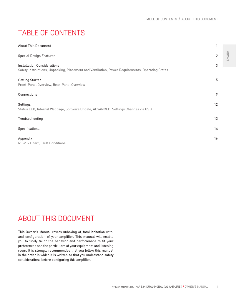 Page 1 de la notice Manuel utilisateur Mark Levinson NO534