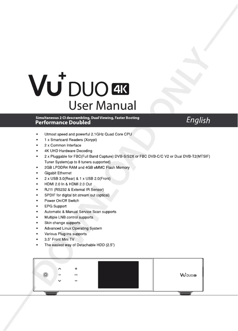 Page n°1 - Manuel utilisateur Vu+ Duo 4K