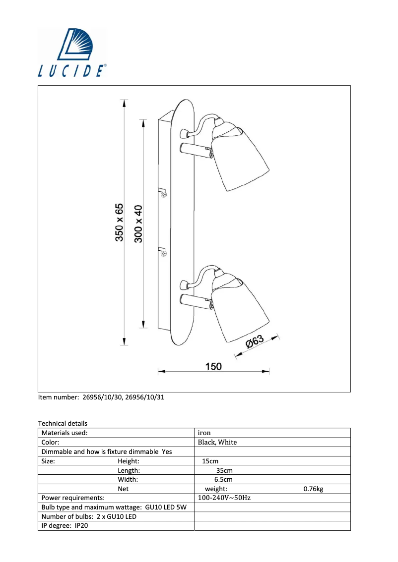Page n°1 - Manuel utilisateur Lucide Ride 26956/10/31