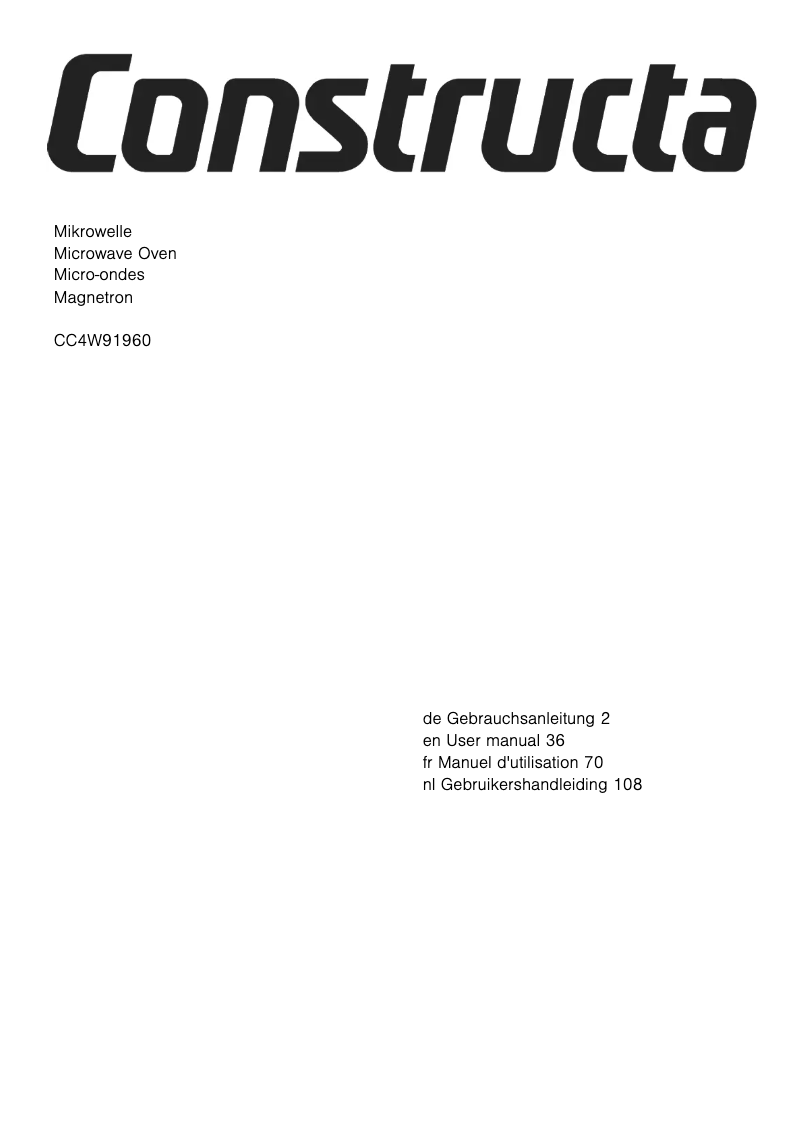 Image de la première page du manuel de l'appareil CC4W91960