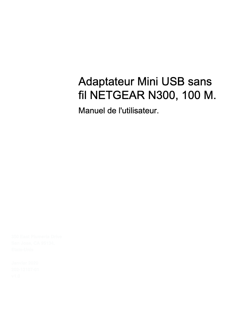 Page n°1 - Manuel utilisateur Netgear WNA3100M