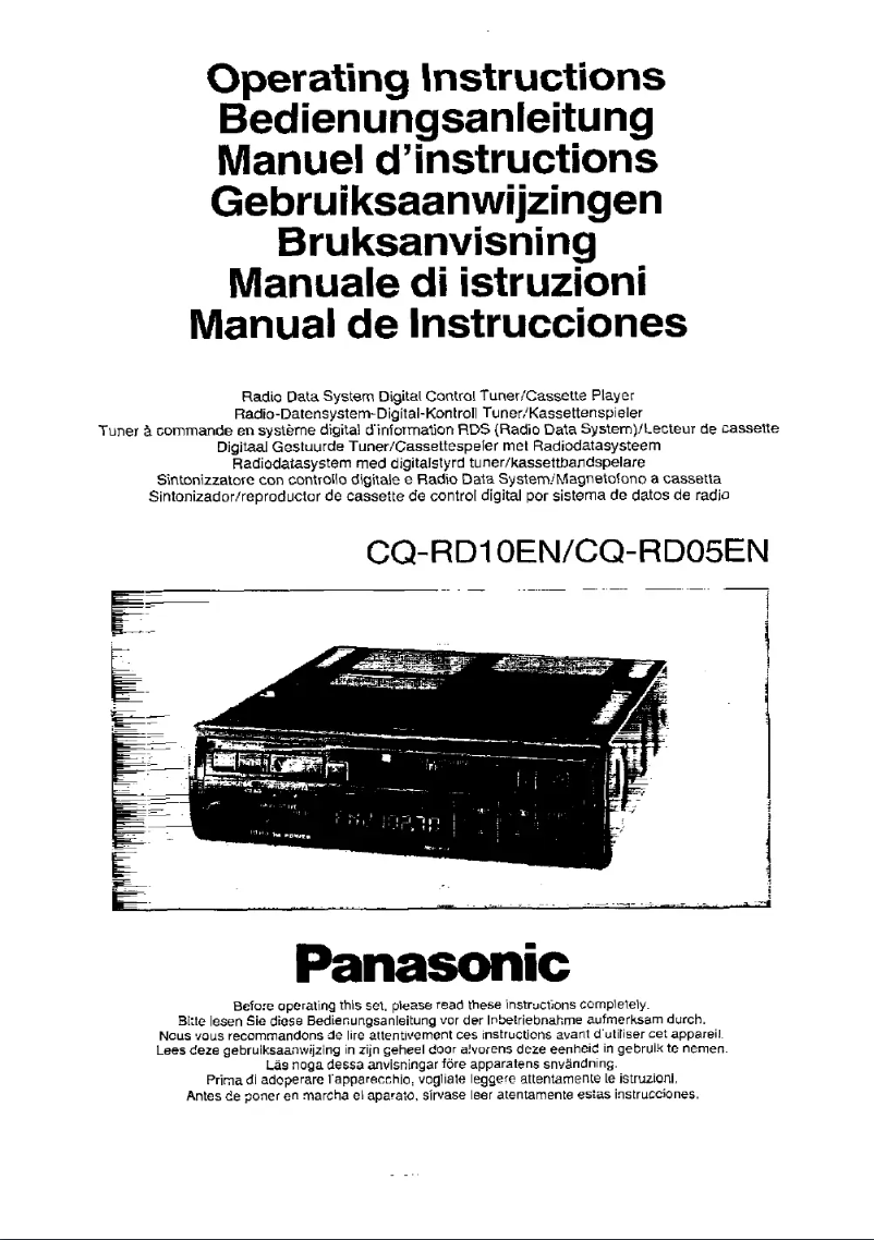 Page 1 de la notice Manuel utilisateur Panasonic CQ-RD10