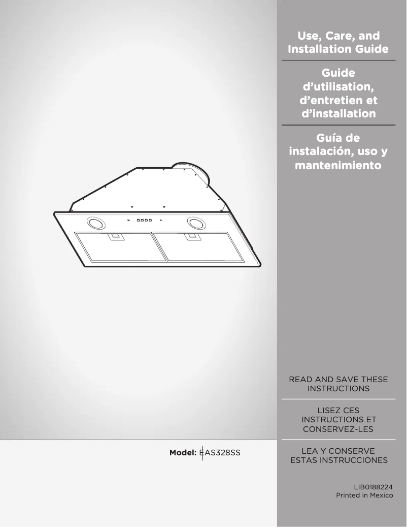 Page n°1 - Manuel utilisateur Elica ASTI 300 EAS328SS